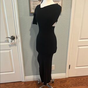 June Eleven Sz 4 Black Asymmetrical Bodycon Sweater Dress